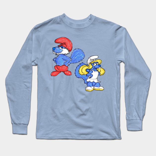 Blueberry Dadah and Girl Squirrel Long Sleeve T-Shirt by What the What???